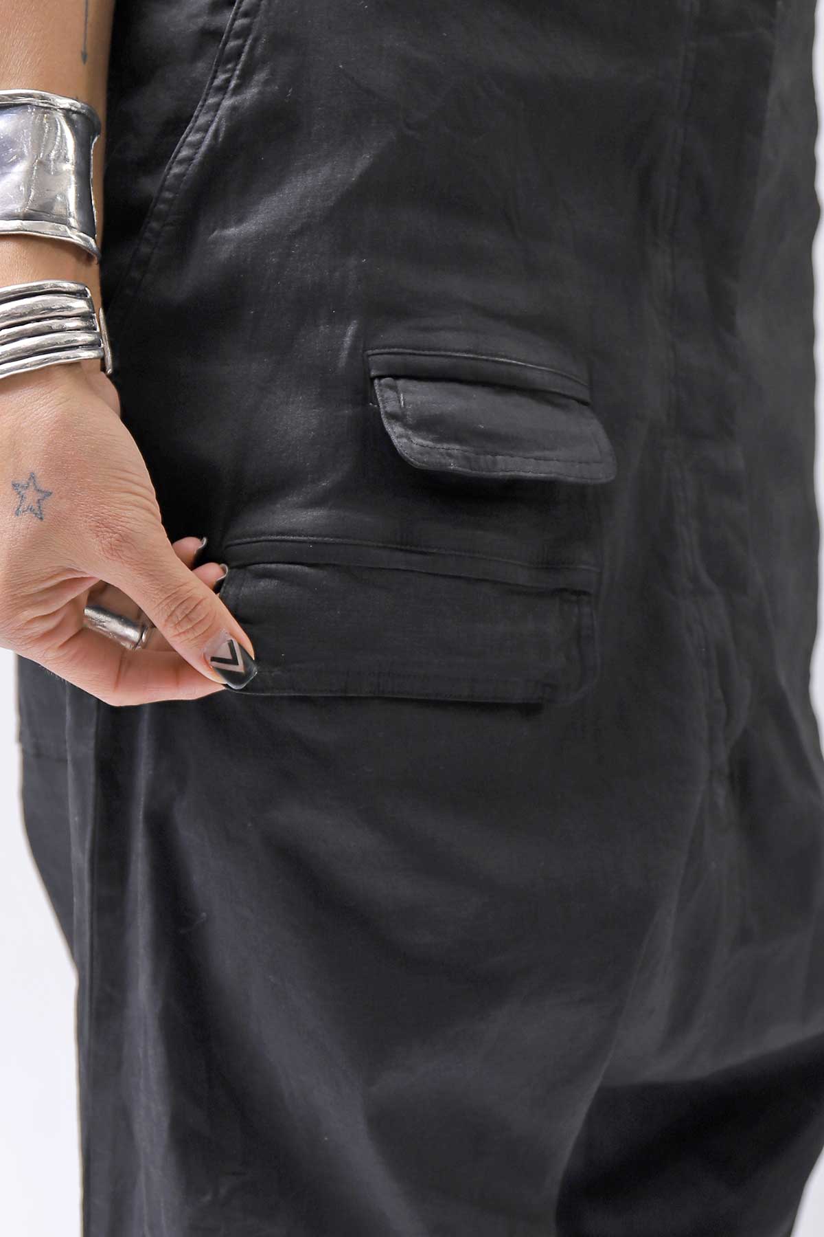 【RUNDHOLZ】 UNISEX STRETCH COTTON GLOSS SARRUEL PANTS _BLACK GLOSS