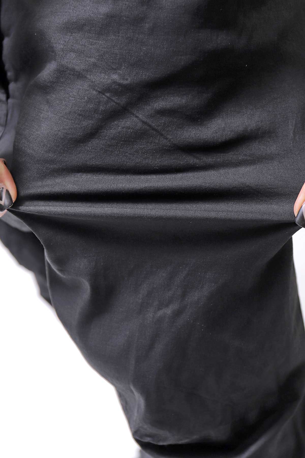 【RUNDHOLZ】 UNISEX STRETCH COTTON GLOSS SARRUEL PANTS _BLACK GLOSS