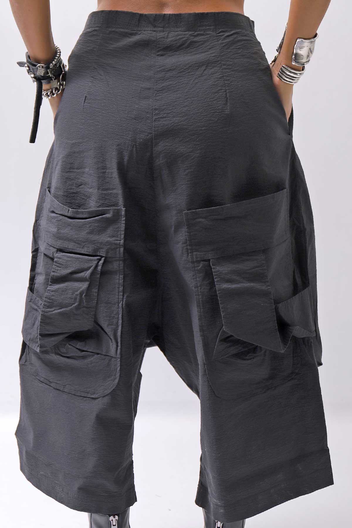 【RUNDHOLZ】 UNISEX STRETCH BIG POCKETS WIDE PANTS _BLACK
