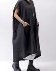 【studio b3】 SHORT SLEEVE LINEN SHIRT DRESS BZB1633_BLACK