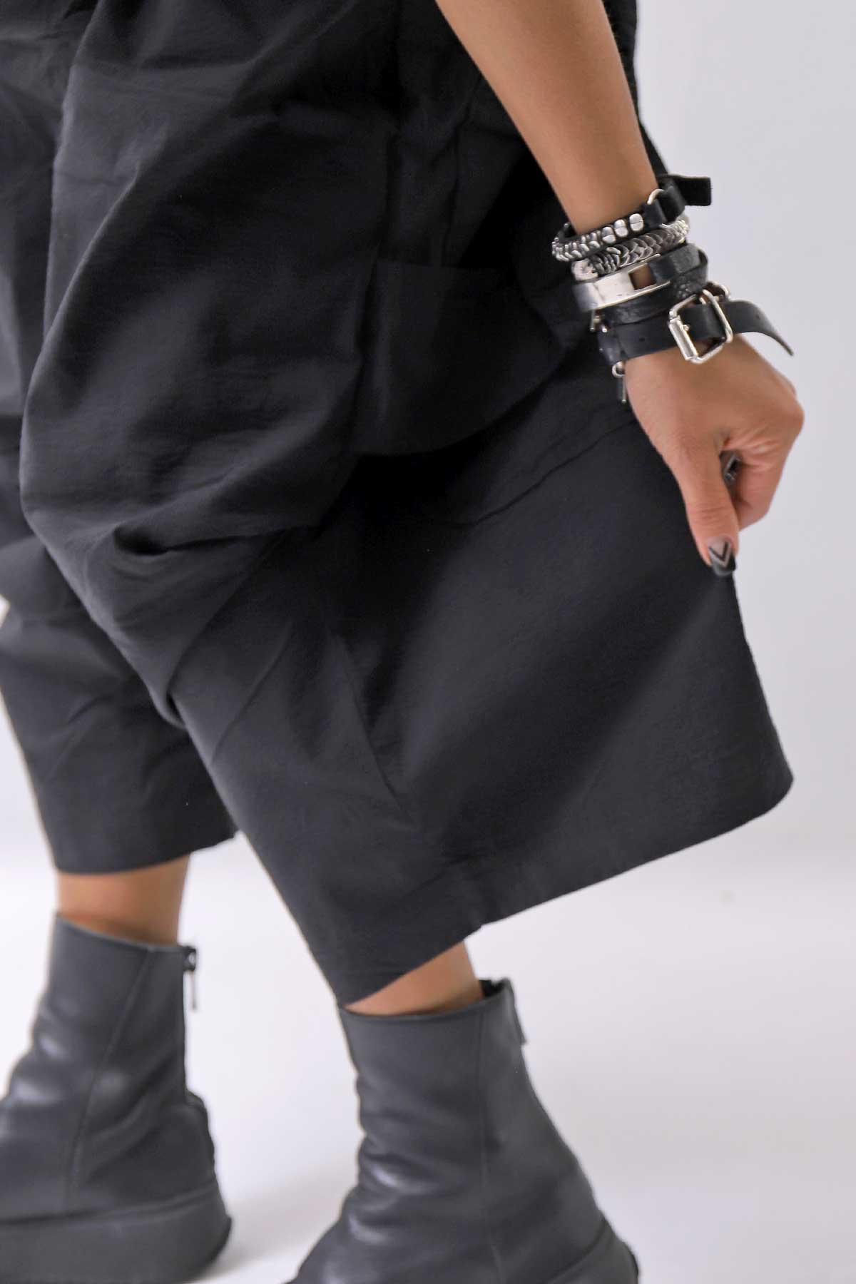 【RUNDHOLZ】 UNISEX STRETCH BIG POCKETS WIDE PANTS _BLACK