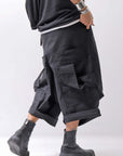 【RUNDHOLZ】 UNISEX STRETCH BIG POCKETS WIDE PANTS _BLACK