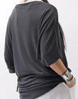 【NOSTRASANTISSIMA】 OVERSIZED VISCOSE&SILK TOP M03_BLACK