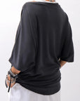 【NOSTRASANTISSIMA】 OVERSIZED VISCOSE&SILK TOP M03_BLACK