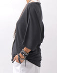【NOSTRASANTISSIMA】 OVERSIZED VISCOSE&SILK TOP M03_BLACK