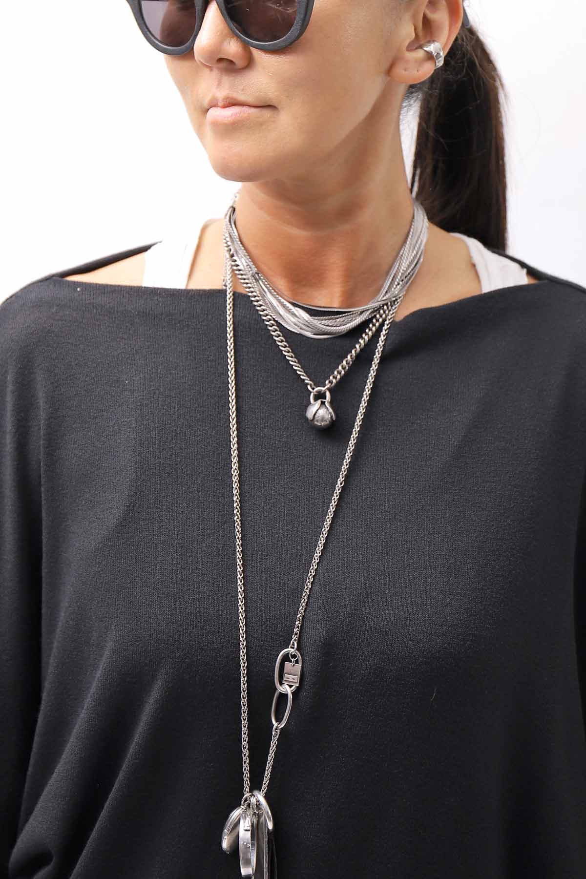 【NOSTRASANTISSIMA】 OVERSIZED VISCOSE&amp;SILK TOP M03_BLACK