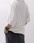 【NOSTRASANTISSIMA】 OVERSIZED VISCOSE&SILK TOP M03_WHITE