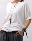 【NOSTRASANTISSIMA】 OVERSIZED VISCOSE&SILK TOP M03_WHITE