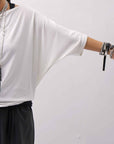 【NOSTRASANTISSIMA】 OVERSIZED VISCOSE&SILK TOP M03_WHITE