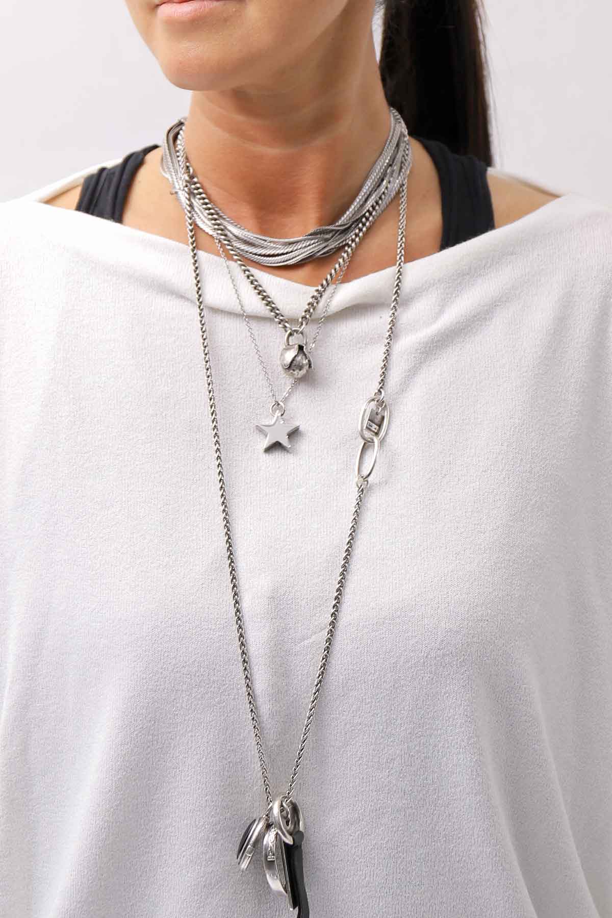 【NOSTRASANTISSIMA】 OVERSIZED VISCOSE&amp;SILK TOP M03_WHITE