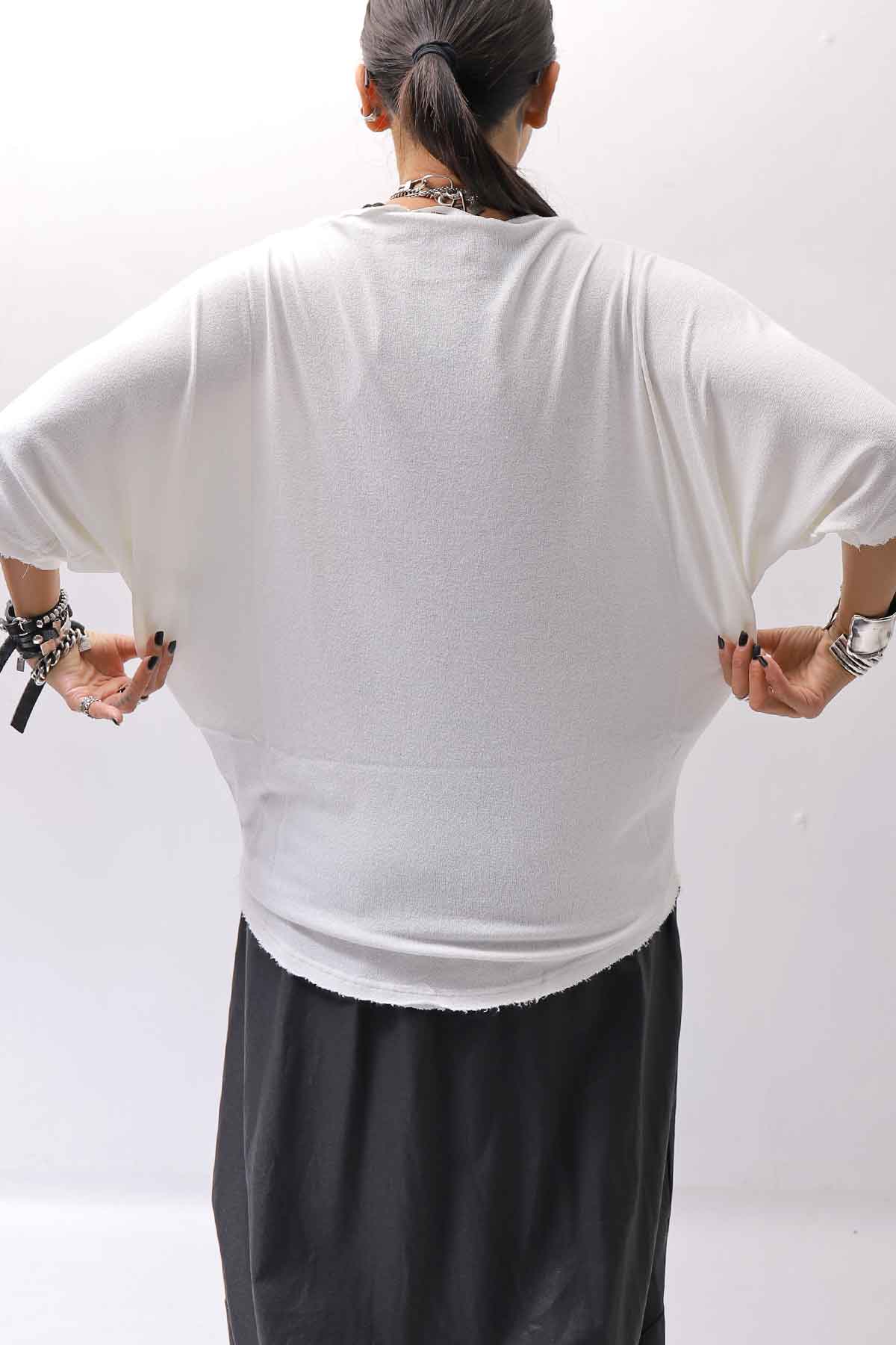 【NOSTRASANTISSIMA】 OVERSIZED VISCOSE&amp;SILK TOP M03_WHITE