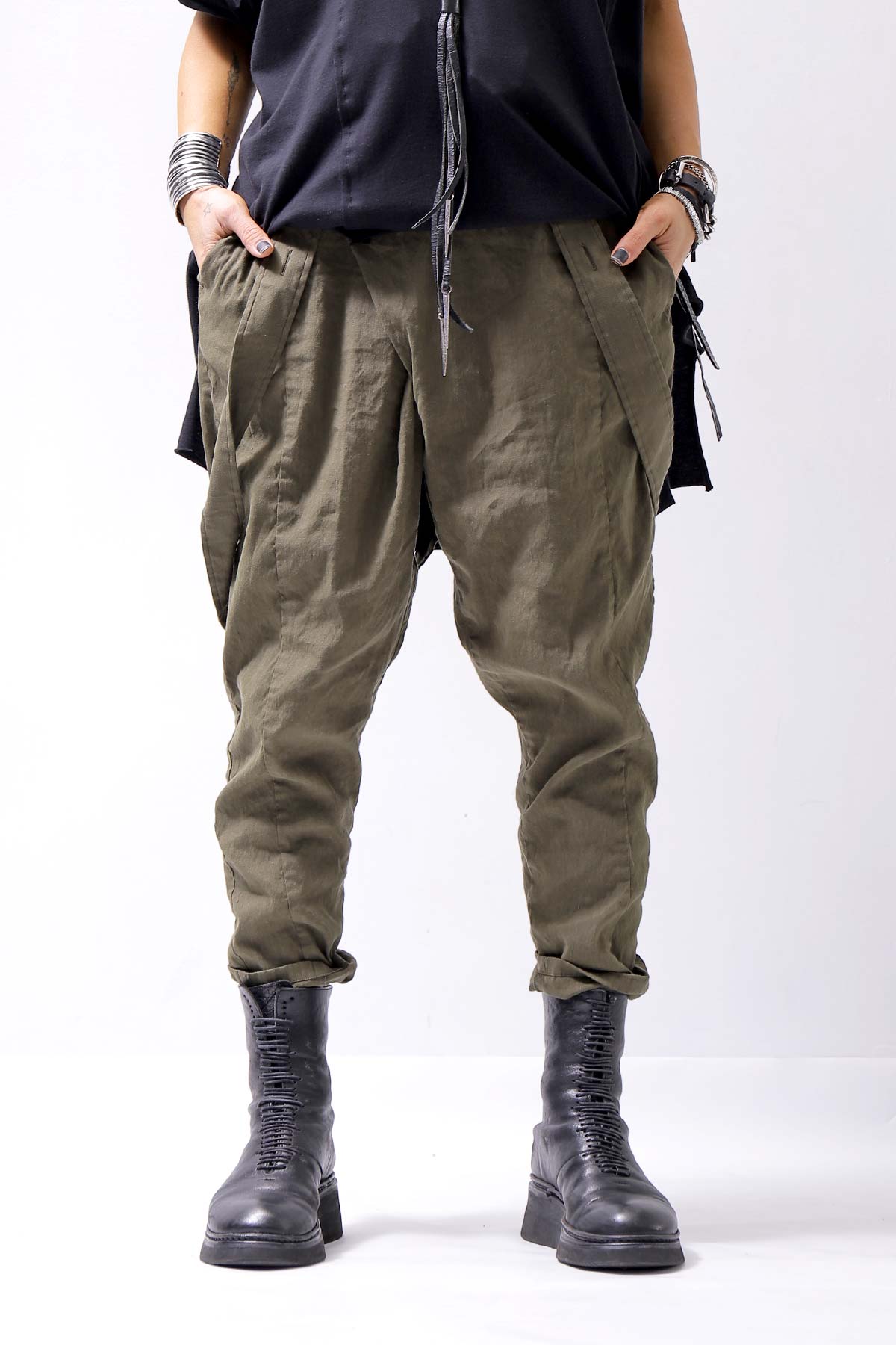 【bajra】 UNISEX FRONT FLAP STRETCH PANTS 148QP02_KHAKI