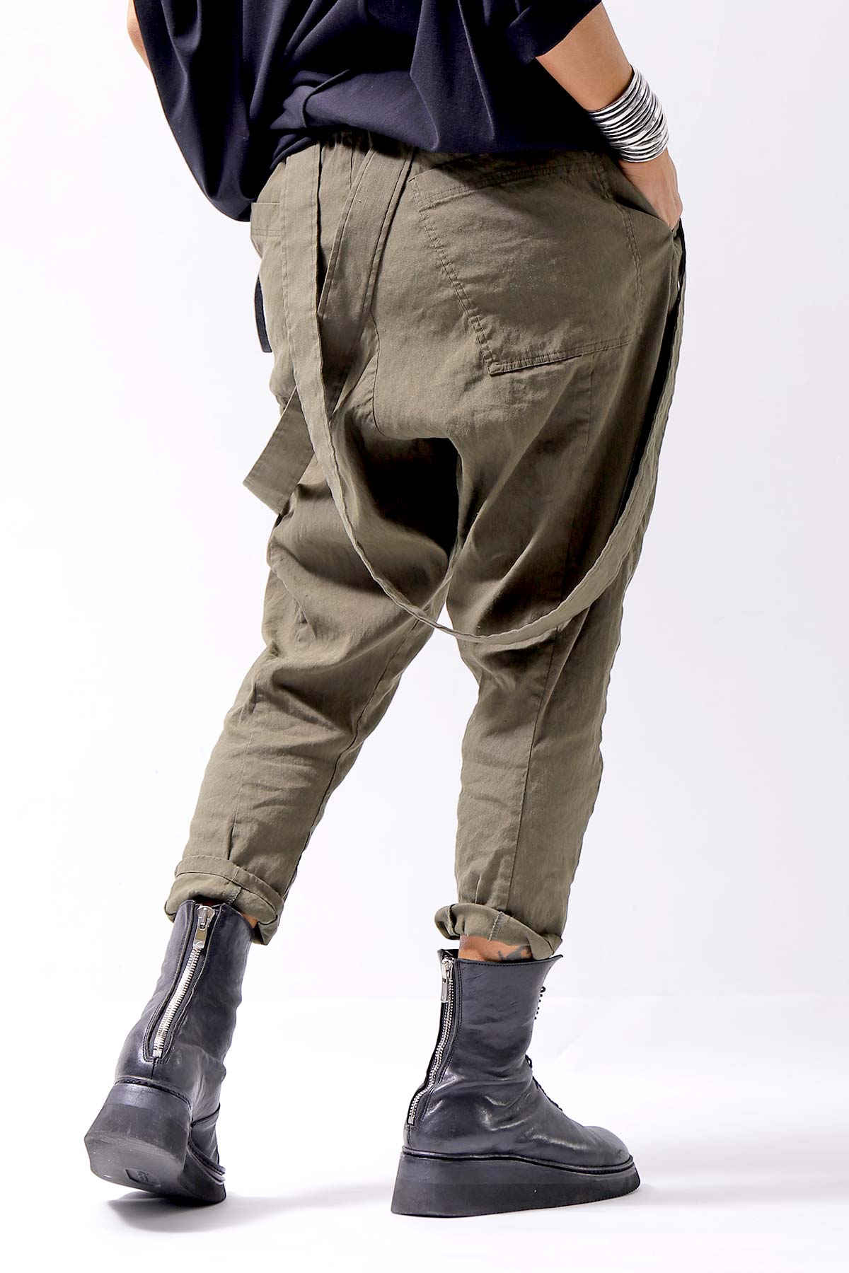 【bajra】 UNISEX FRONT FLAP STRETCH PANTS 148QP02_KHAKI
