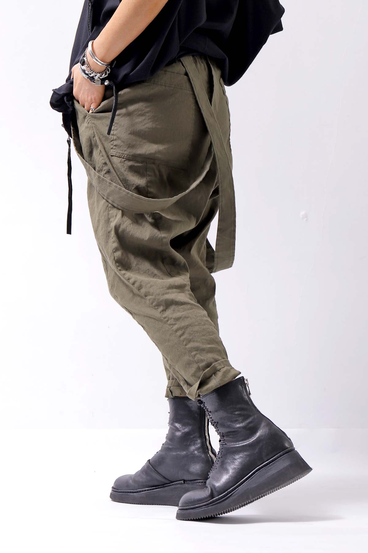 【bajra】 UNISEX FRONT FLAP STRETCH PANTS 148QP02_KHAKI