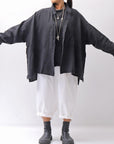 【RUNDHOLZ】 UNISEX LINEN OVERSIZED SHIRT CARDIGAN_BLACK