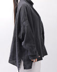 【RUNDHOLZ】 UNISEX LINEN OVERSIZED SHIRT CARDIGAN_BLACK
