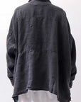 【RUNDHOLZ】 UNISEX LINEN OVERSIZED SHIRT CARDIGAN_BLACK