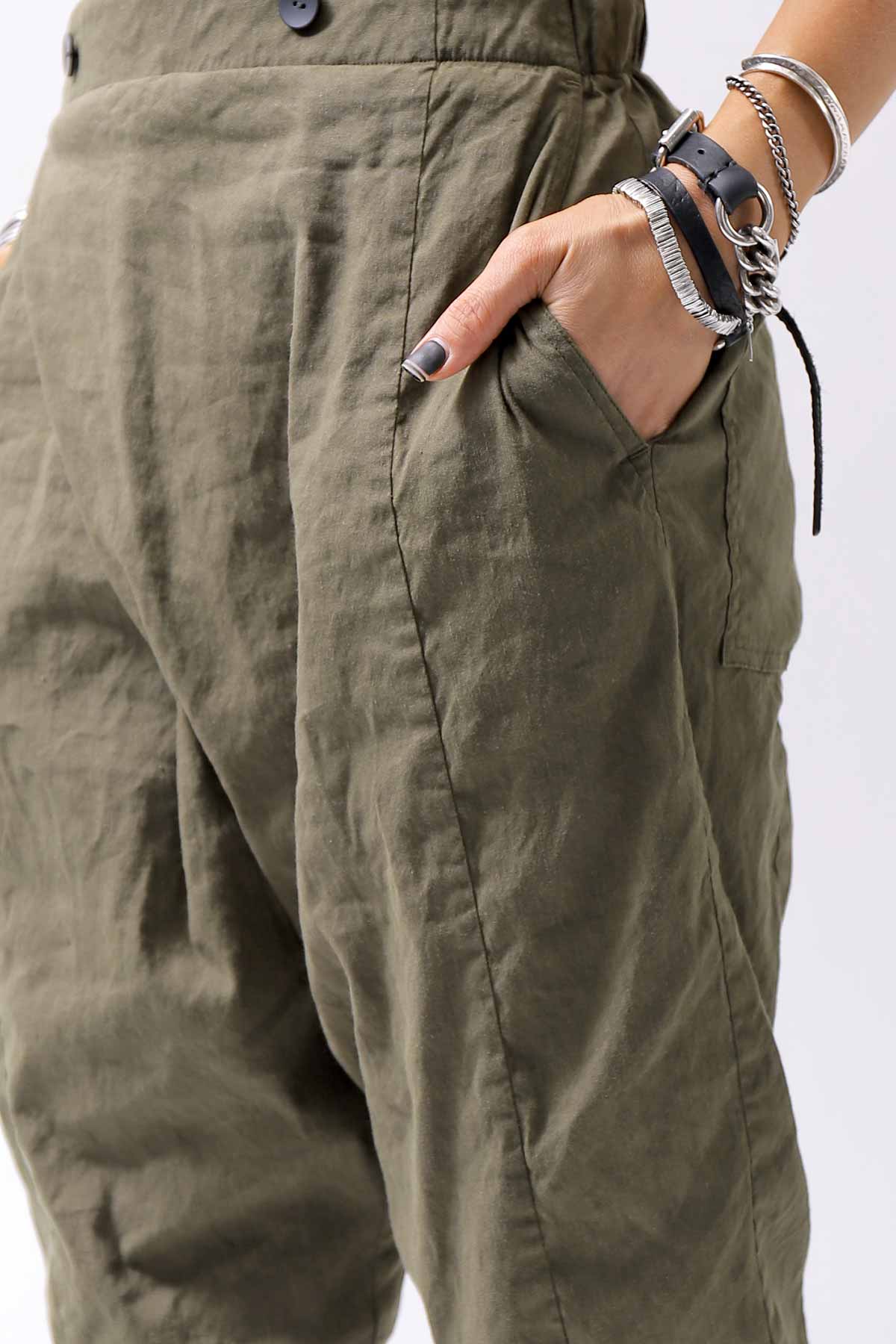 【bajra】 UNISEX FRONT FLAP STRETCH PANTS 148QP02_KHAKI