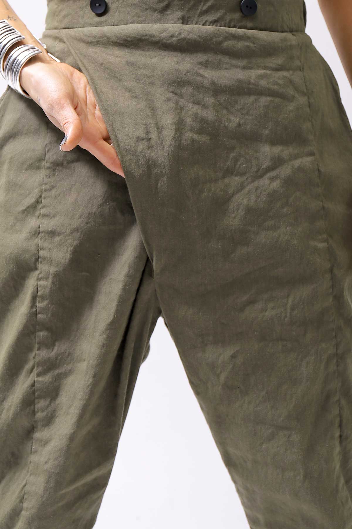 【bajra】 UNISEX FRONT FLAP STRETCH PANTS 148QP02_KHAKI