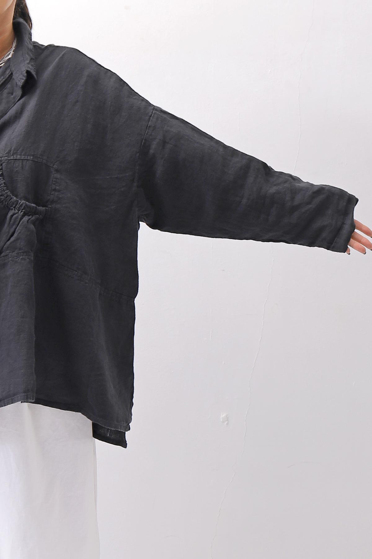 【RUNDHOLZ】 UNISEX LINEN OVERSIZED SHIRT CARDIGAN_BLACK