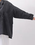 【RUNDHOLZ】 UNISEX LINEN OVERSIZED SHIRT CARDIGAN_BLACK