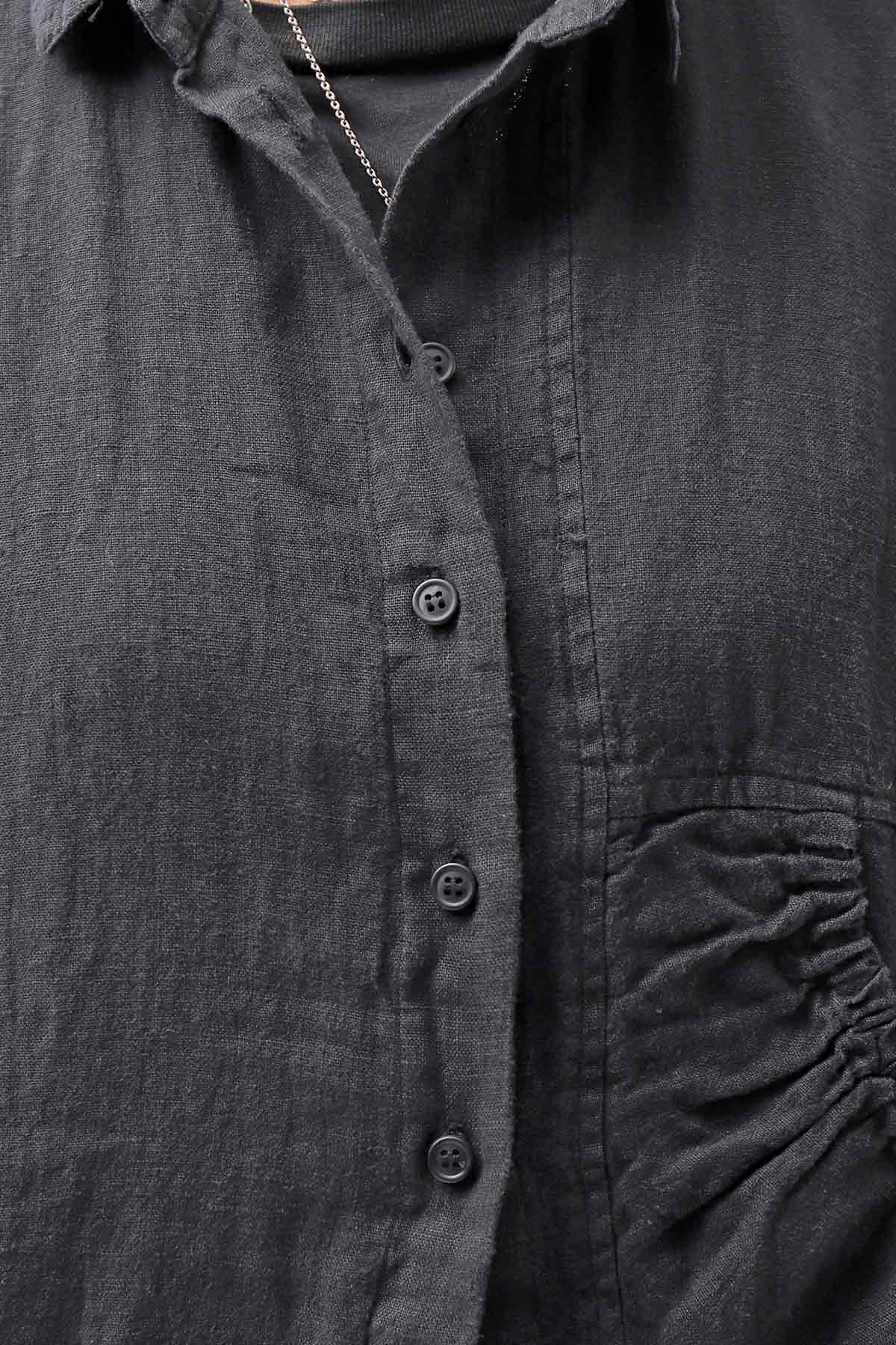 【RUNDHOLZ】 UNISEX LINEN OVERSIZED SHIRT CARDIGAN_BLACK