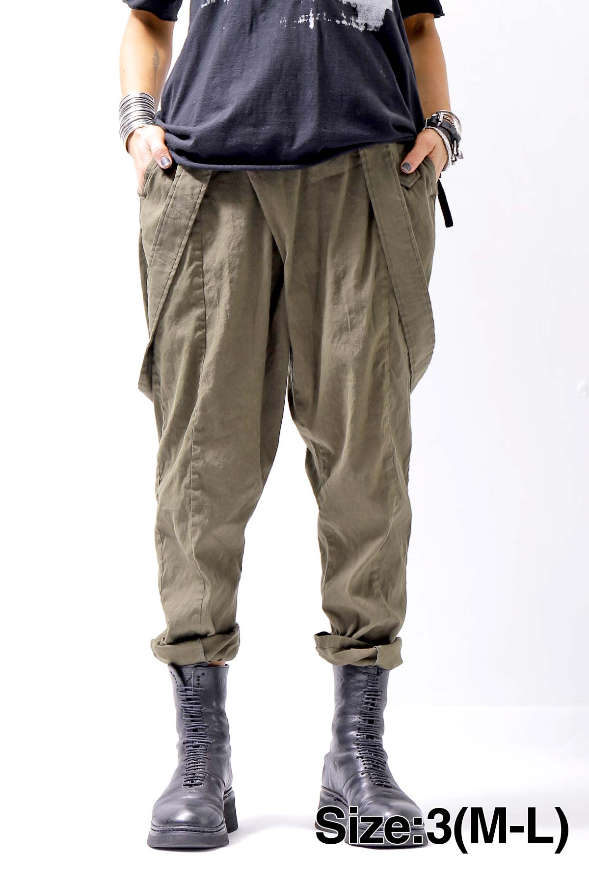 【bajra】 UNISEX FRONT FLAP STRETCH PANTS 148QP02_KHAKI