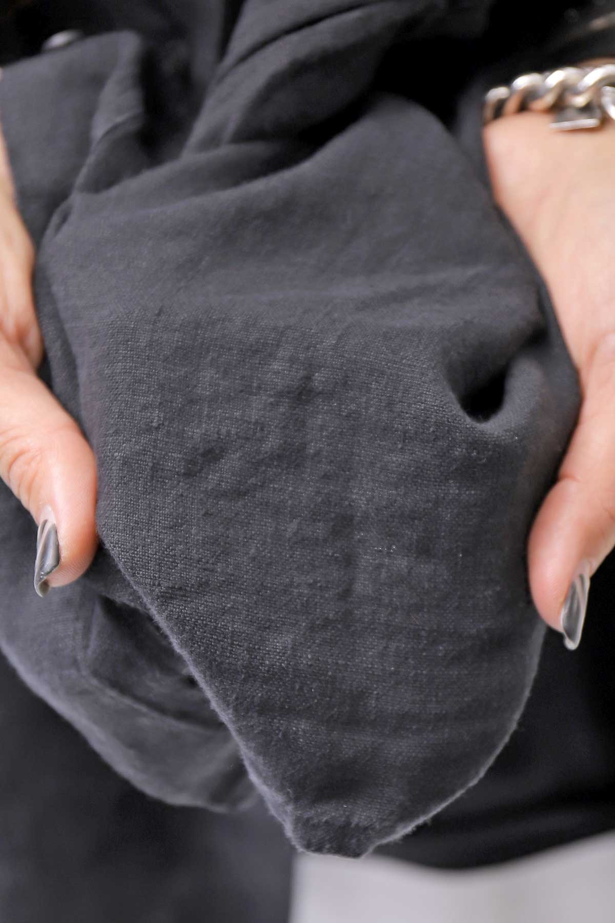 【RUNDHOLZ】 UNISEX LINEN OVERSIZED SHIRT CARDIGAN_BLACK
