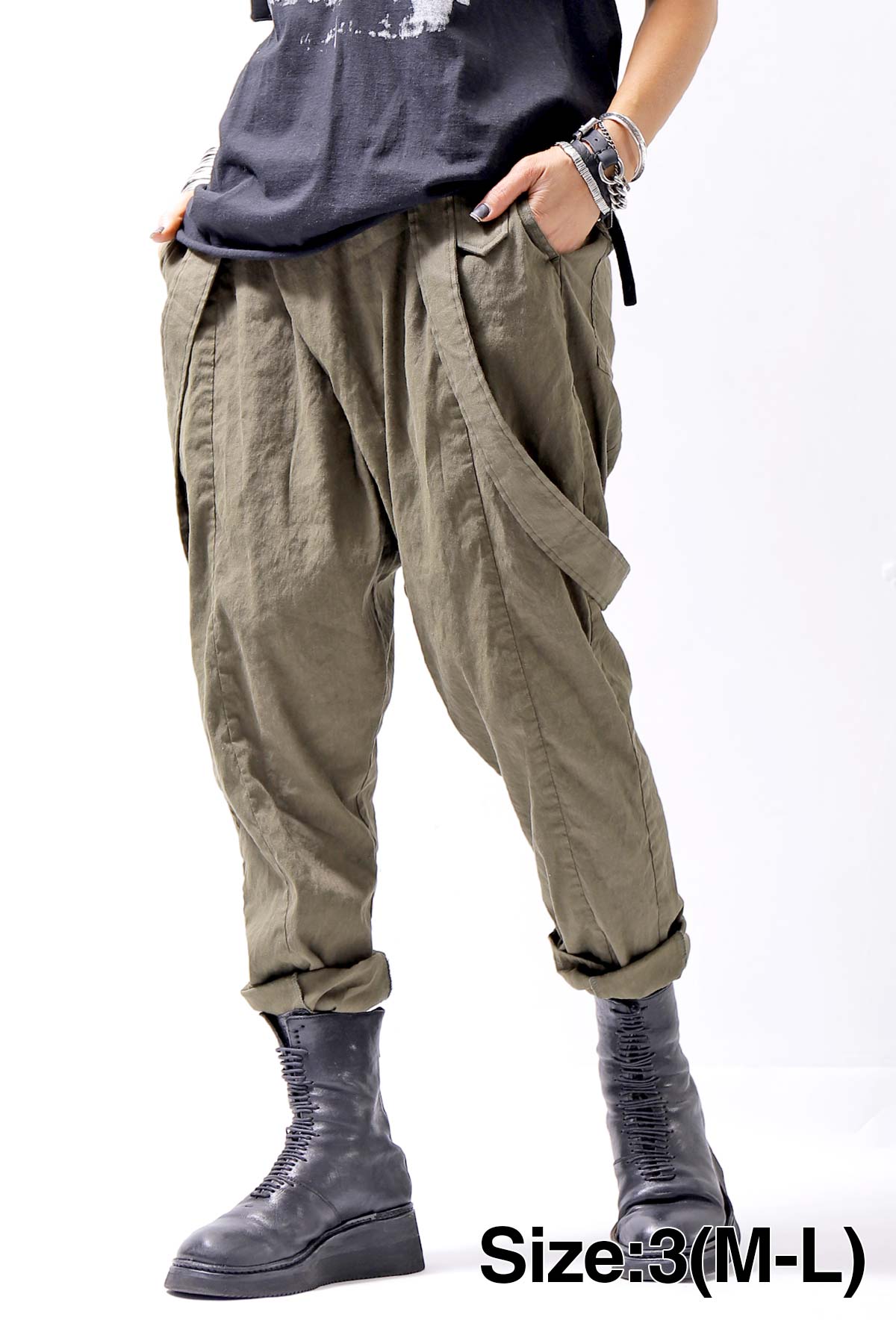 【bajra】 UNISEX FRONT FLAP STRETCH PANTS 148QP02_KHAKI