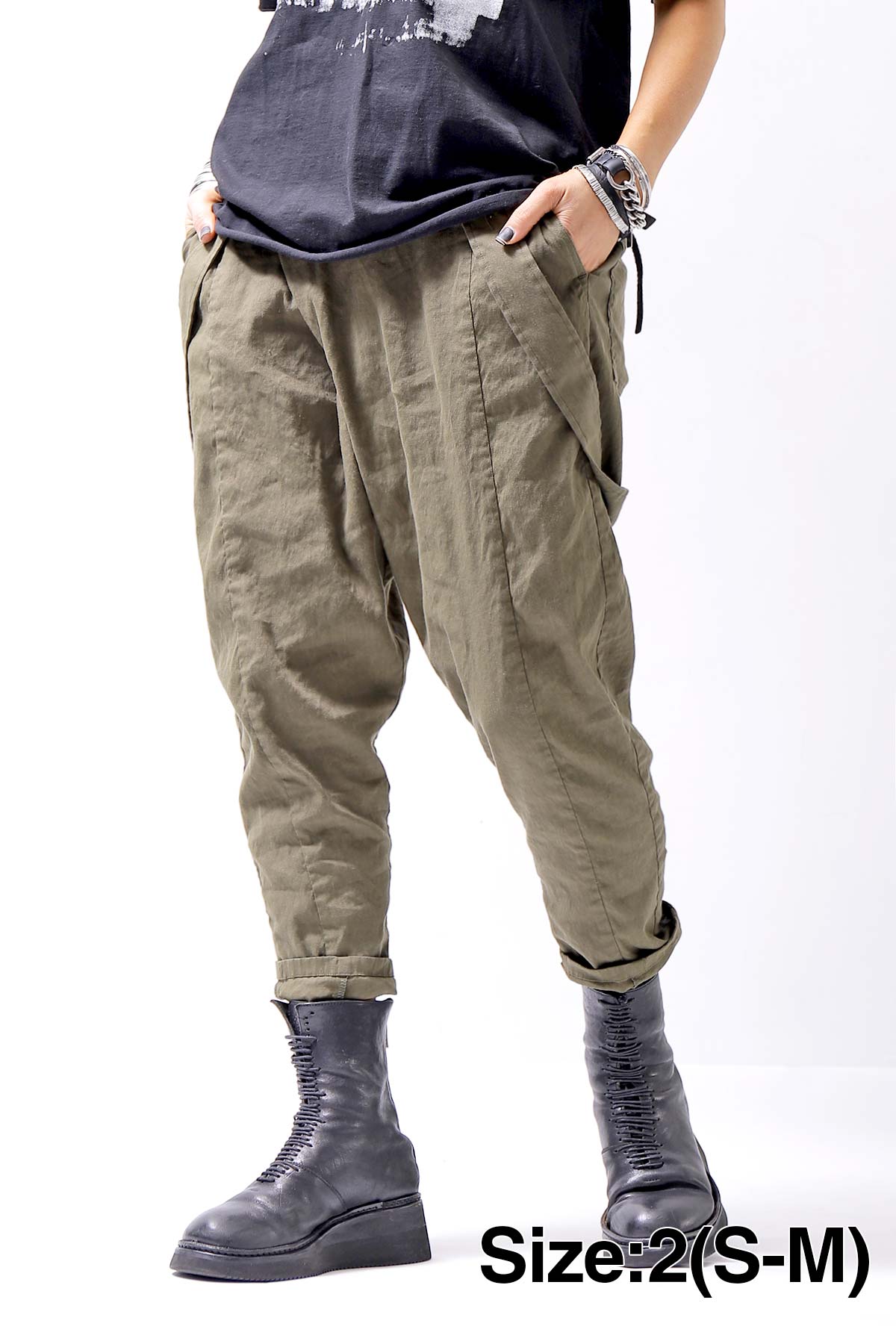 【bajra】 UNISEX FRONT FLAP STRETCH PANTS 148QP02_KHAKI