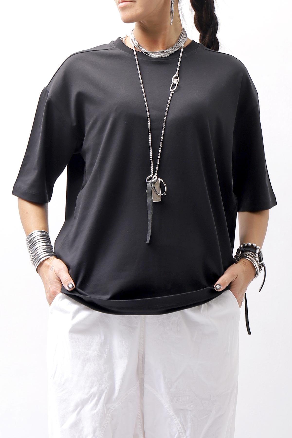 【thom/krom】 UNISEX COTTON MODAL RELAX FIT TEE MTS869_BLACK