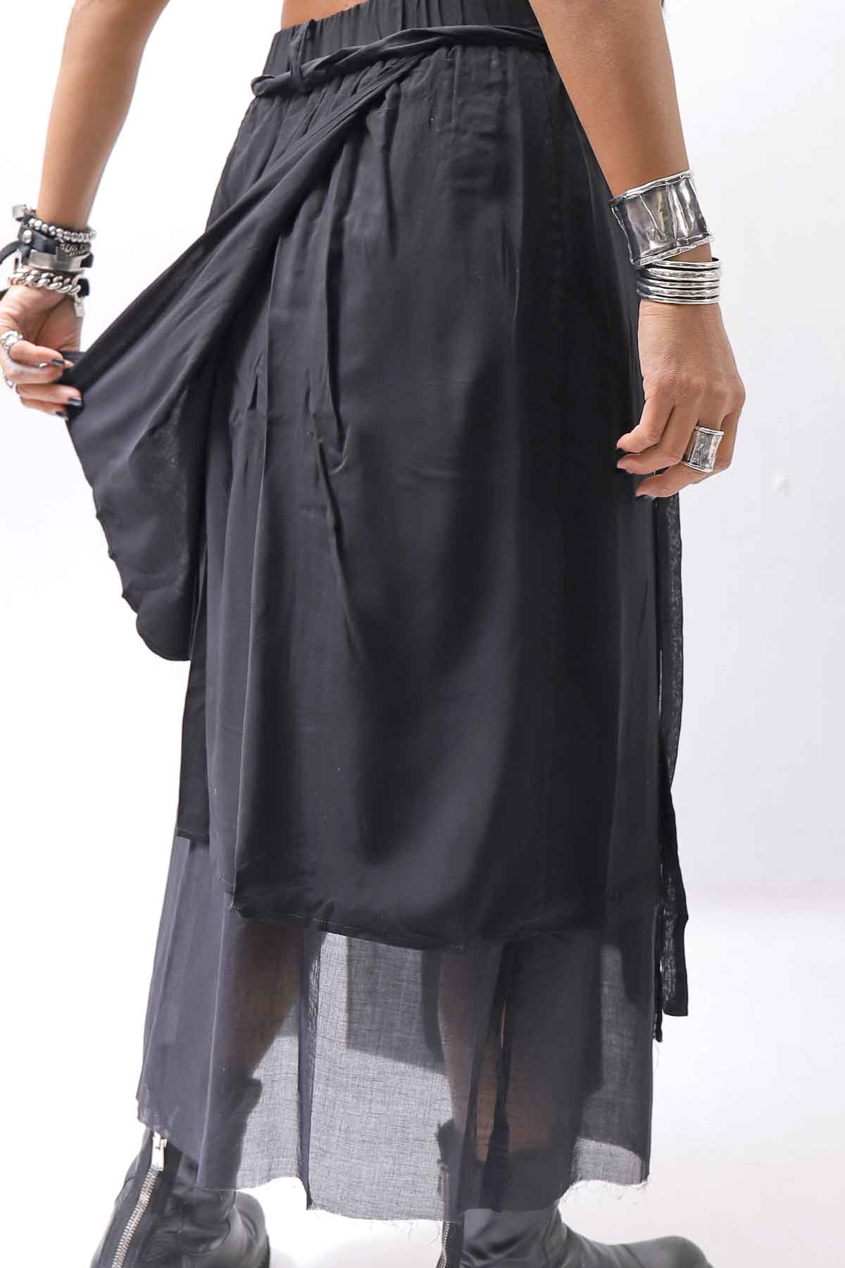 【studio b3】 ASYMMETRY LAYERED SKIRT MLB950_BLACK