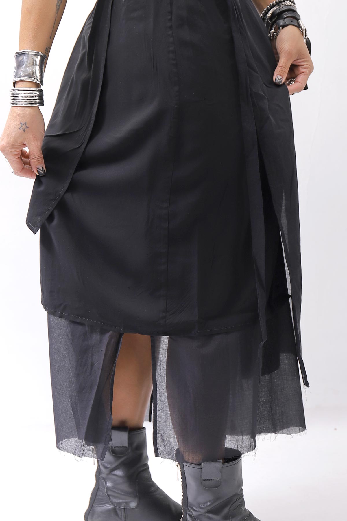 【studio b3】 ASYMMETRY LAYERED SKIRT MLB950_BLACK