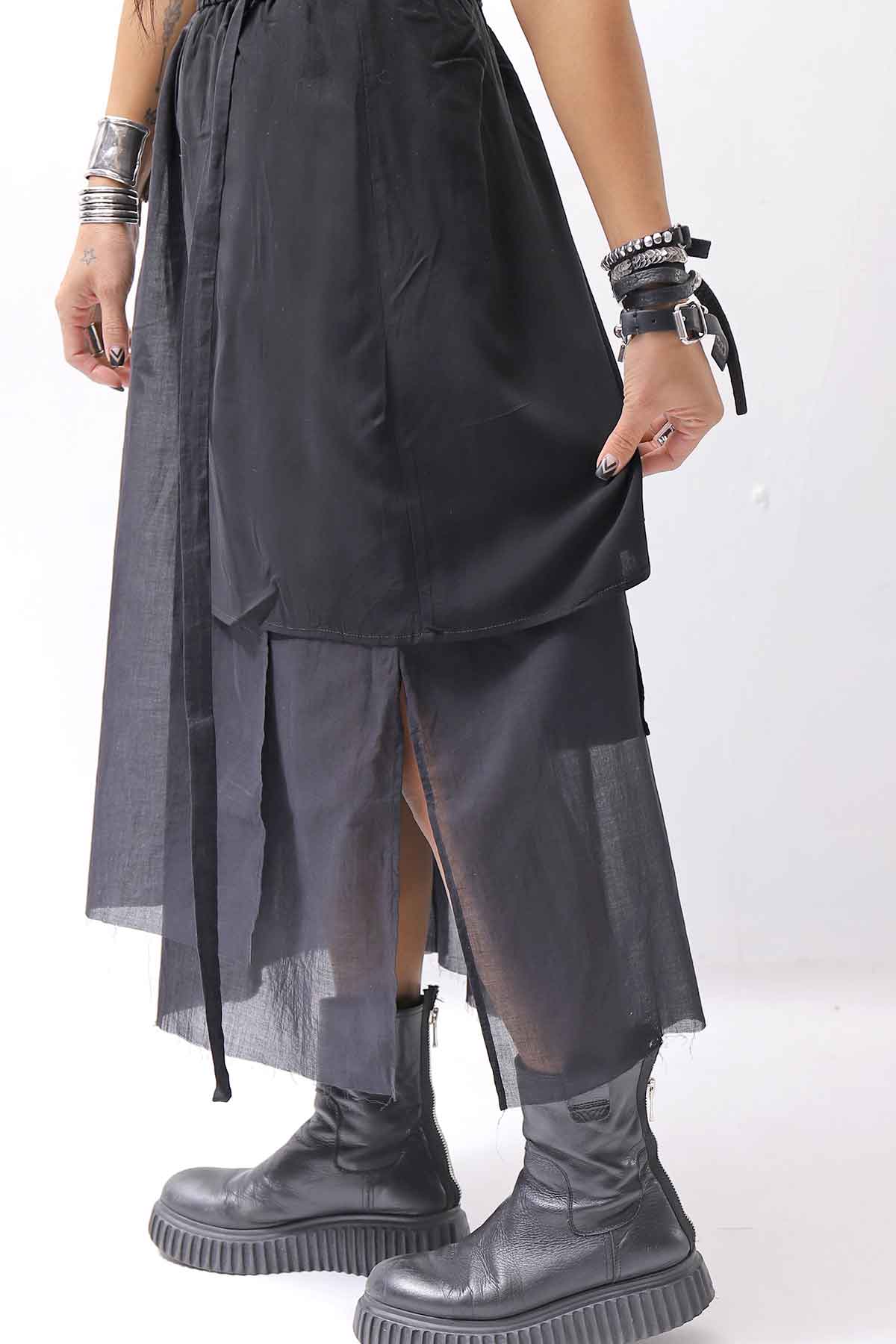 【studio b3】 ASYMMETRY LAYERED SKIRT MLB950_BLACK