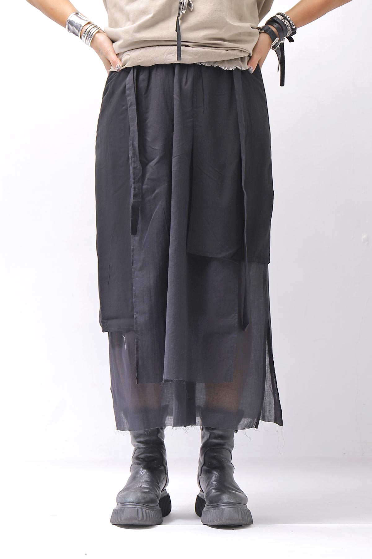 【studio b3】 ASYMMETRY LAYERED SKIRT MLB950_BLACK