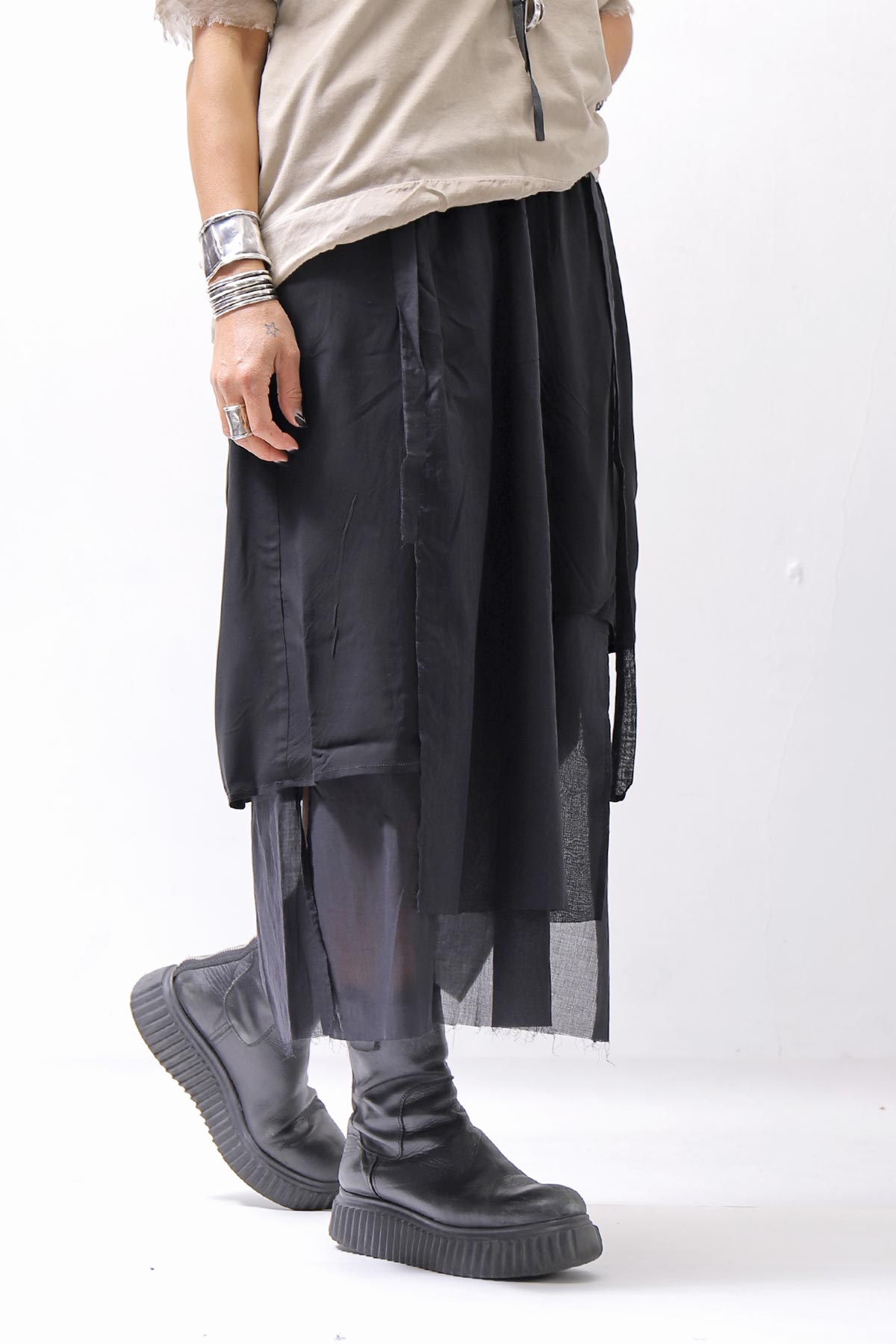 【studio b3】 ASYMMETRY LAYERED SKIRT MLB950_BLACK