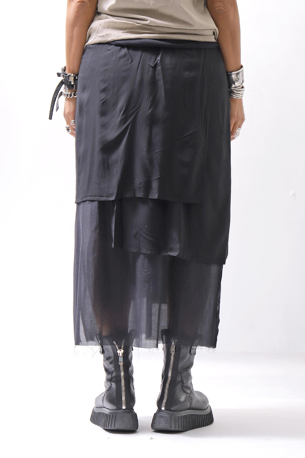 【studio b3】 ASYMMETRY LAYERED SKIRT MLB950_BLACK