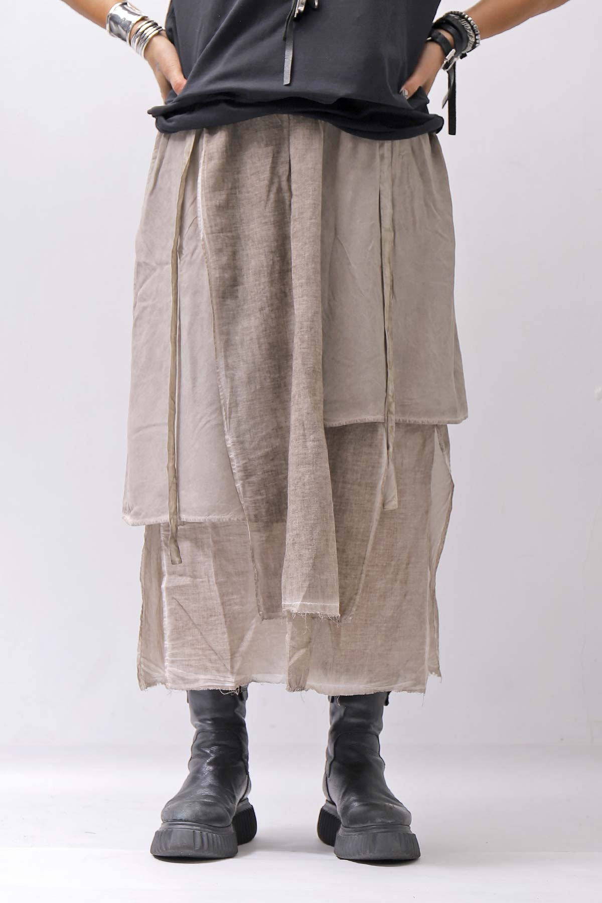 【studio b3】 ASYMMETRY LAYERED SKIRT MLB950_SAND OLD DYE