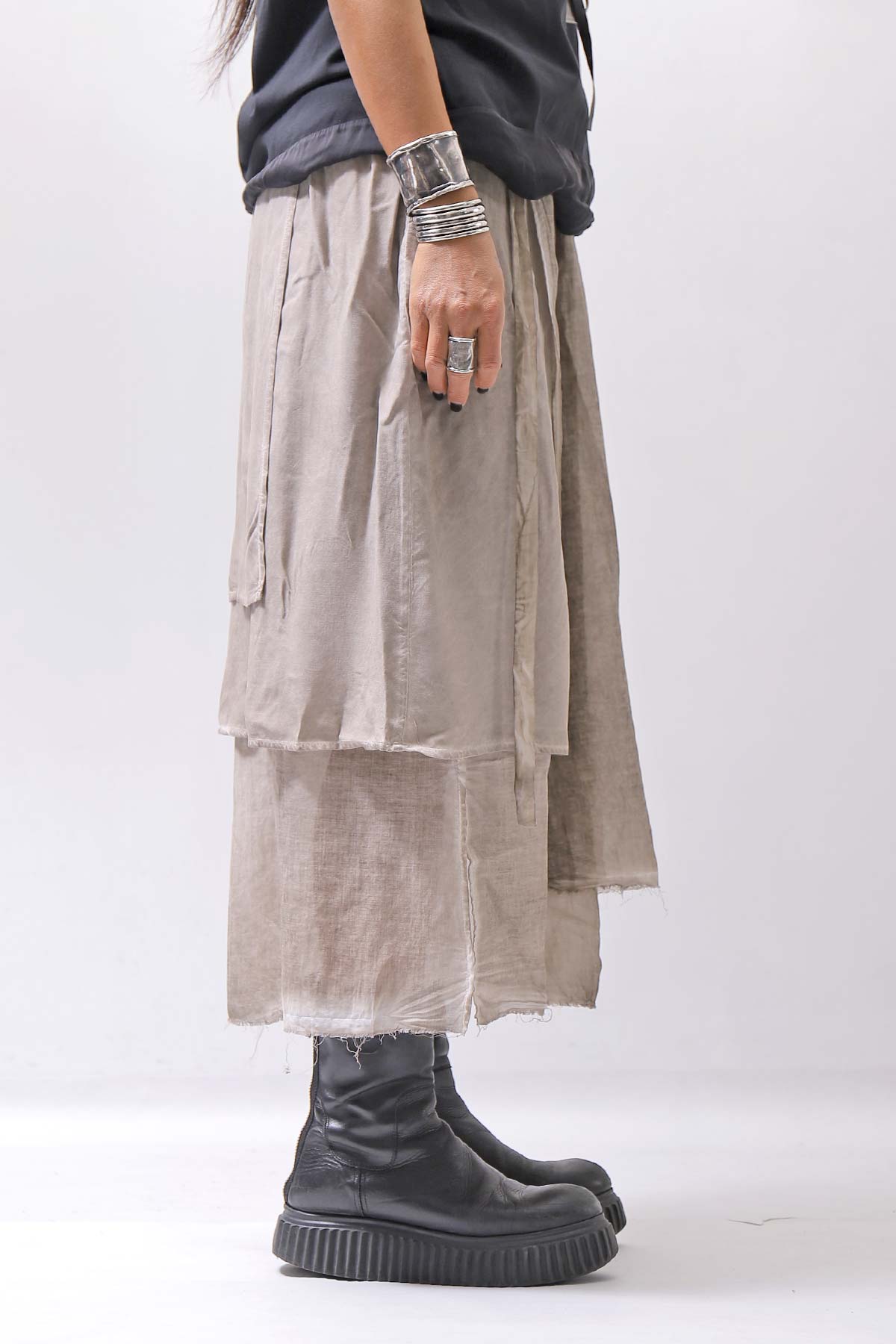 【studio b3】 ASYMMETRY LAYERED SKIRT MLB950_SAND OLD DYE
