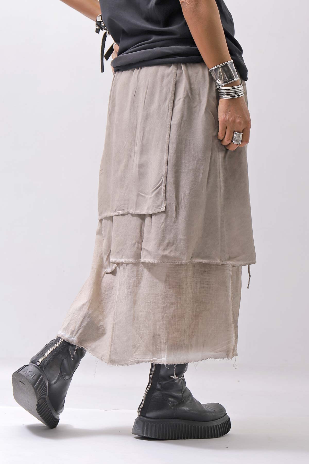 【studio b3】 ASYMMETRY LAYERED SKIRT MLB950_SAND OLD DYE