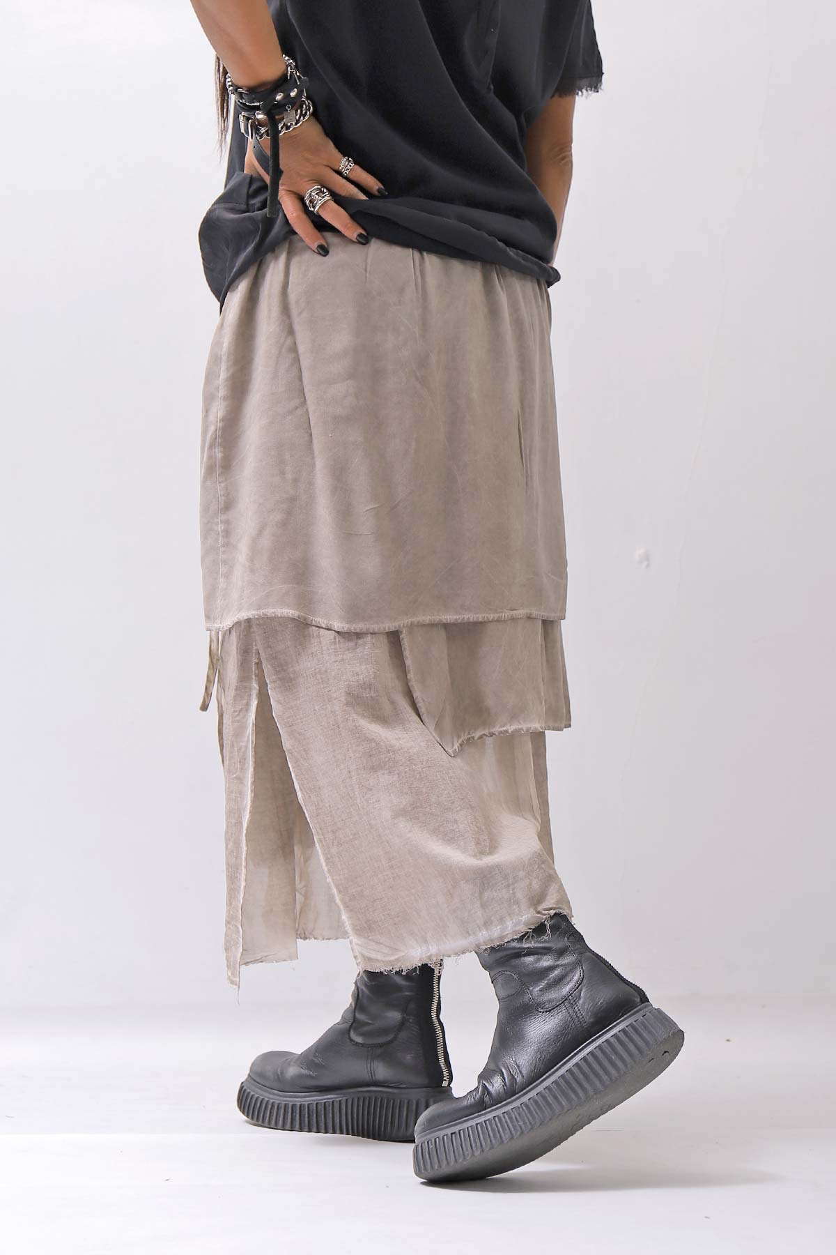 【studio b3】 ASYMMETRY LAYERED SKIRT MLB950_SAND OLD DYE