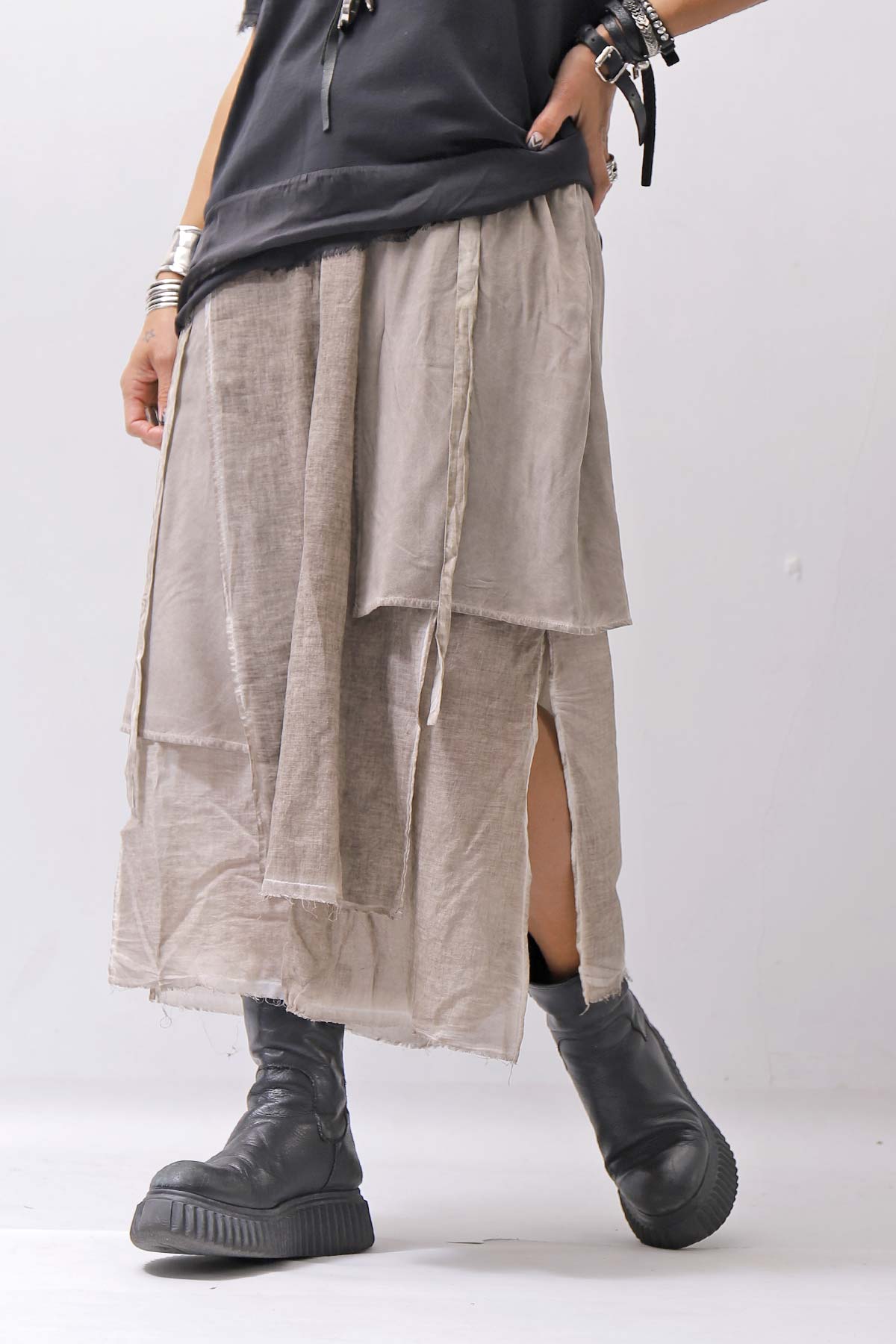 【studio b3】 ASYMMETRY LAYERED SKIRT MLB950_SAND OLD DYE