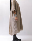 【sanctamuerte】 BACK DRAPE&COTTON LIGHT SWEAT DRESS SM04/M2_SAND SHELL