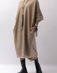 【sanctamuerte】 BACK DRAPE&COTTON LIGHT SWEAT DRESS SM04/M2_SAND SHELL
