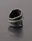 【Rusty Thought】 BLACK SILVER FEATHER & GOLD RING_RT03