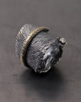 【Rusty Thought】 BLACK SILVER FEATHER & GOLD RING_RT03