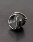 【Rusty Thought】 BLACK SILVER FEATHER & GOLD RING_RT03