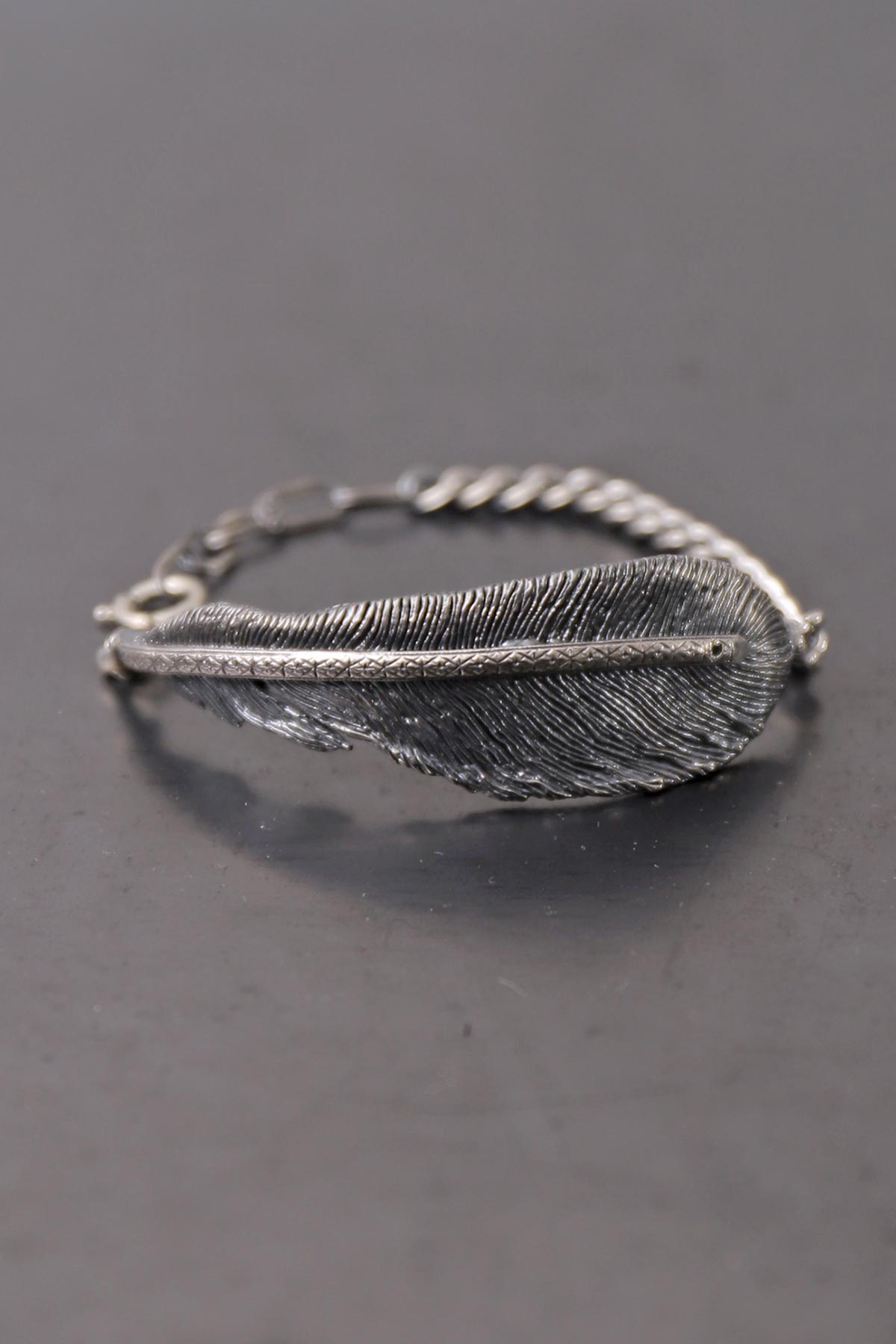 【Rusty Thought】 SILVER FEATHER CHAIN BRACELET_RT06