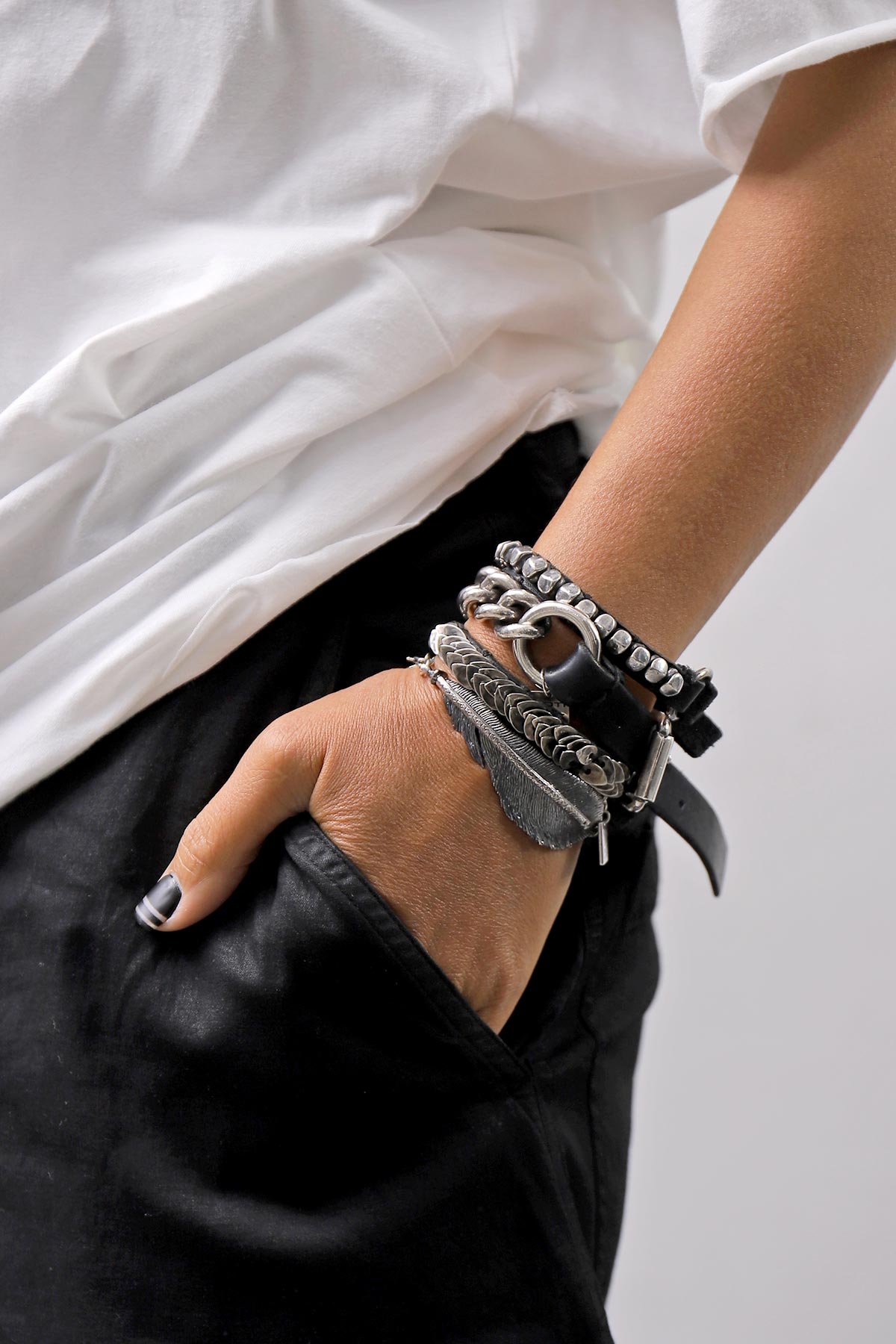 【Rusty Thought】 SILVER FEATHER CHAIN BRACELET_RT06