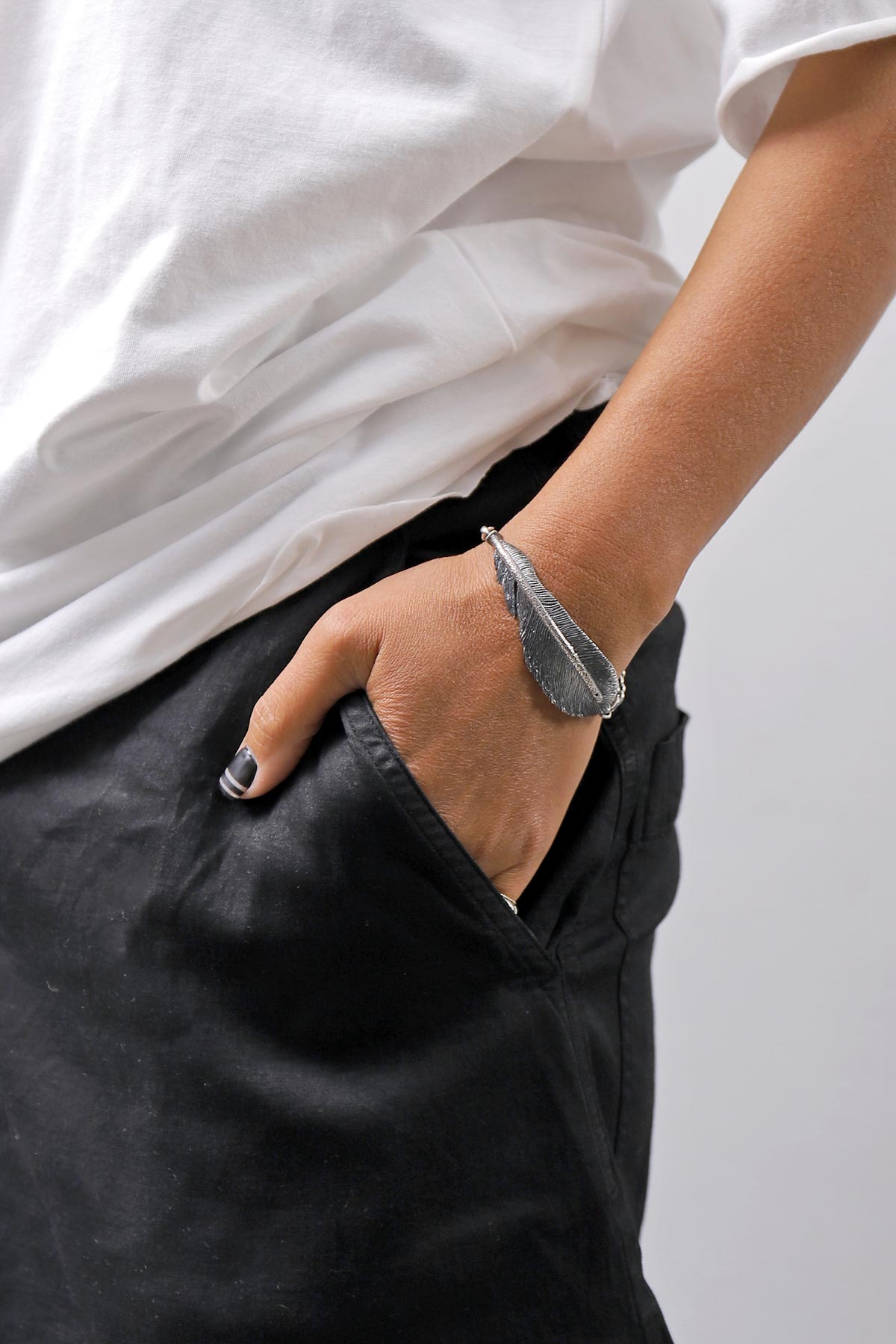 【Rusty Thought】 SILVER FEATHER CHAIN BRACELET_RT06